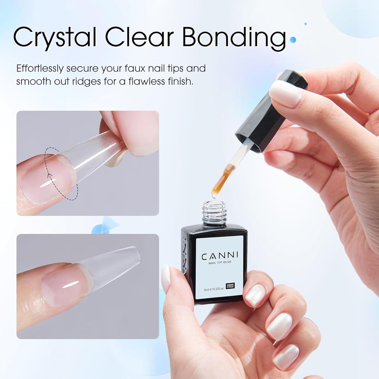 CANNI 2Pcs Gel Nail Glue for Acrylic Nails Tips and False Nails Tips Gel Nail Polish, UV Lamp Cure