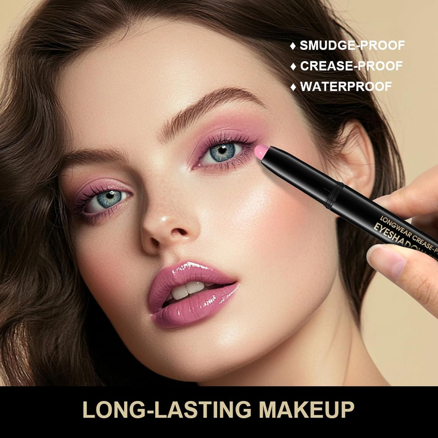 Eyeshadow Stick, Shimmer and Matte Cream Eye Shadow Brightener Sticks Eyeliner Pencil Crayon, Waterproof Long Lasting Eye Highlighter Stick Makeup,0.056 Oz(Matte)