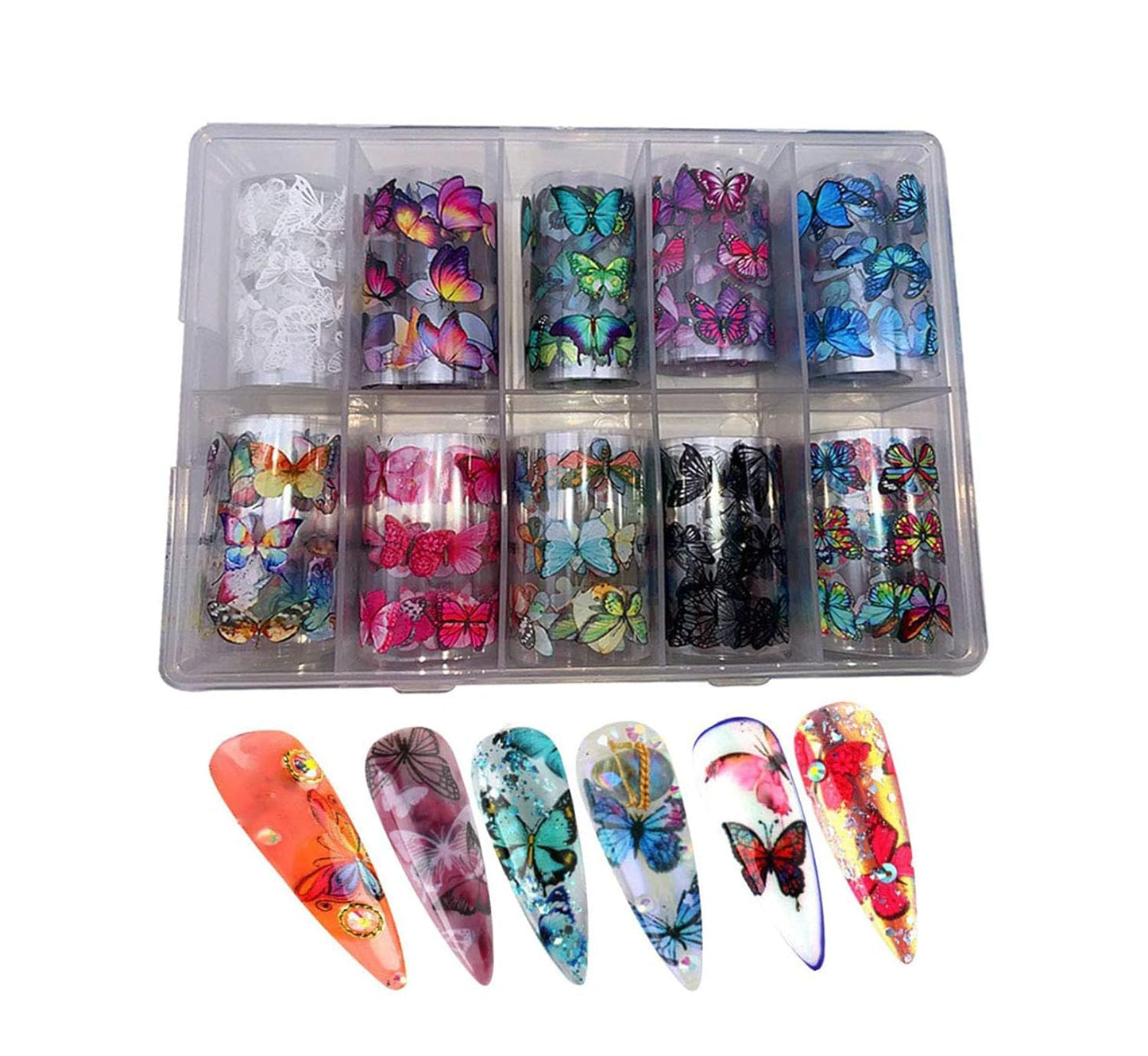 Butterfly Nail Foil Nail Art Sticker Nail Decal Flower Transfer Starry Sky Paper Colorful Nail Transfer Foils for Women Girls Fingernails Toenails Decorations