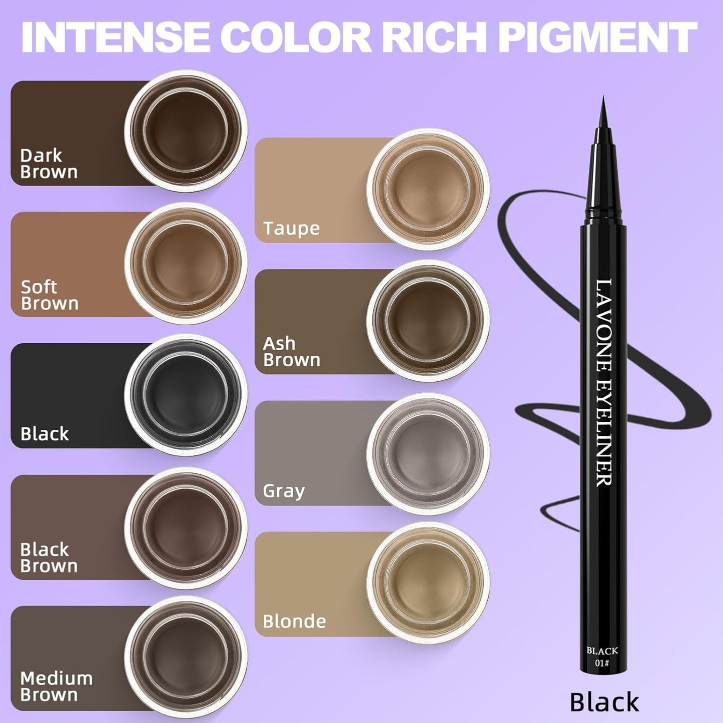 LAVONE Eyeliner Set - Waterproof Makeup Kit with Liquid eyeliner Pencil, Gel Eyeliner & Angled Eye liner Brush, Waterproof, Smudge Resistant, Long Lasting Formula - Blonde