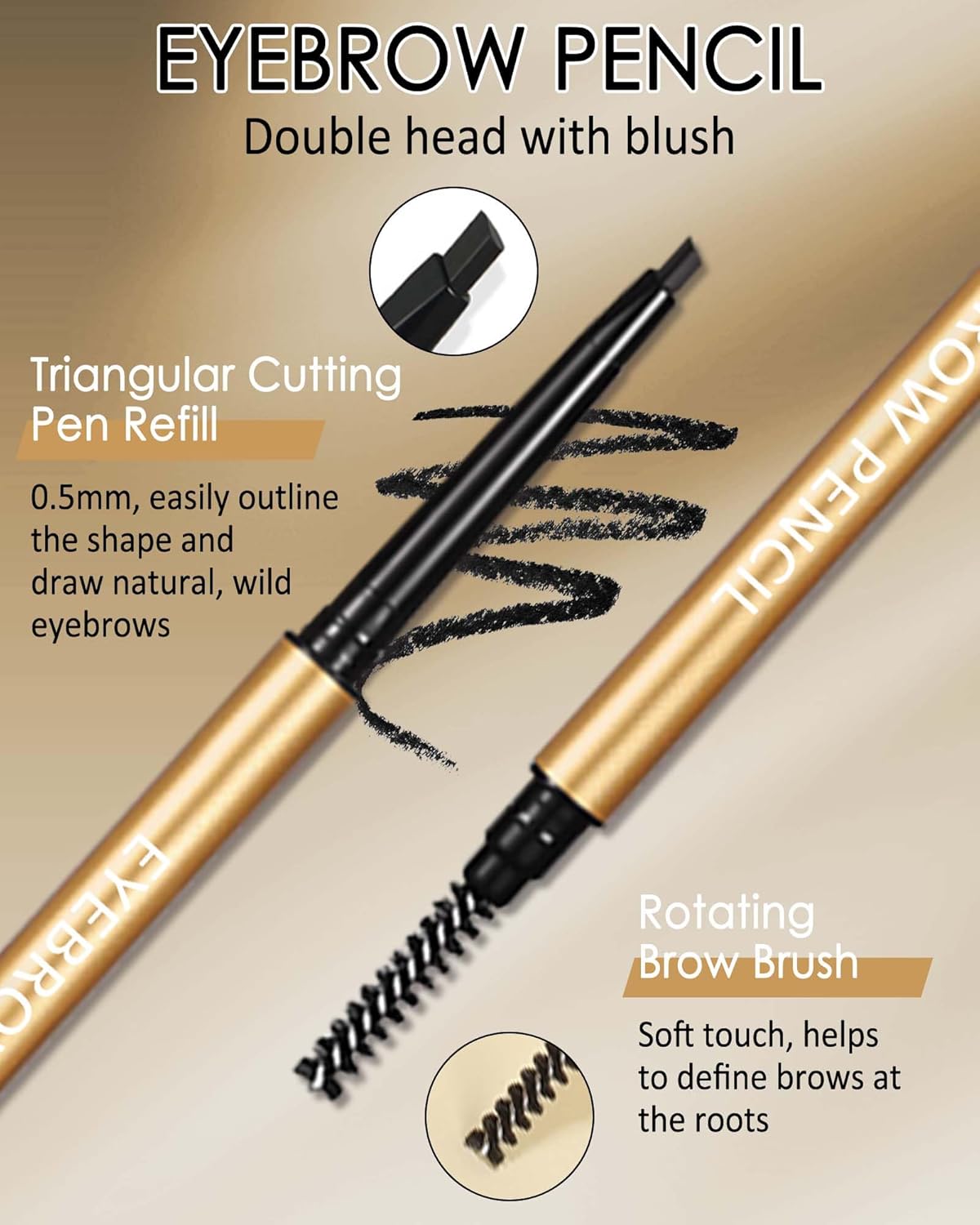 Black Eyebrow Pencil, 12Pcs Black Ultra-Fine Retractable Eye Brow Pencil,Long-Lasting Waterproof Eyebrow Tint Pen Kit for Define Shape and Fill Brow,Thanksgiving Eye Makeup Gift Set for Women Girl-01