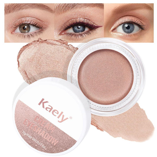 evpct Single Cream Eye Shadow Palette Pot Makeup for Older Women, Sand Shimmer Glitter Metallic Monochrome Cream to Powder Eyeshadow Palette Eye Brightener, Highly Pigmented Waterproof Blendable | alldaygood beauty