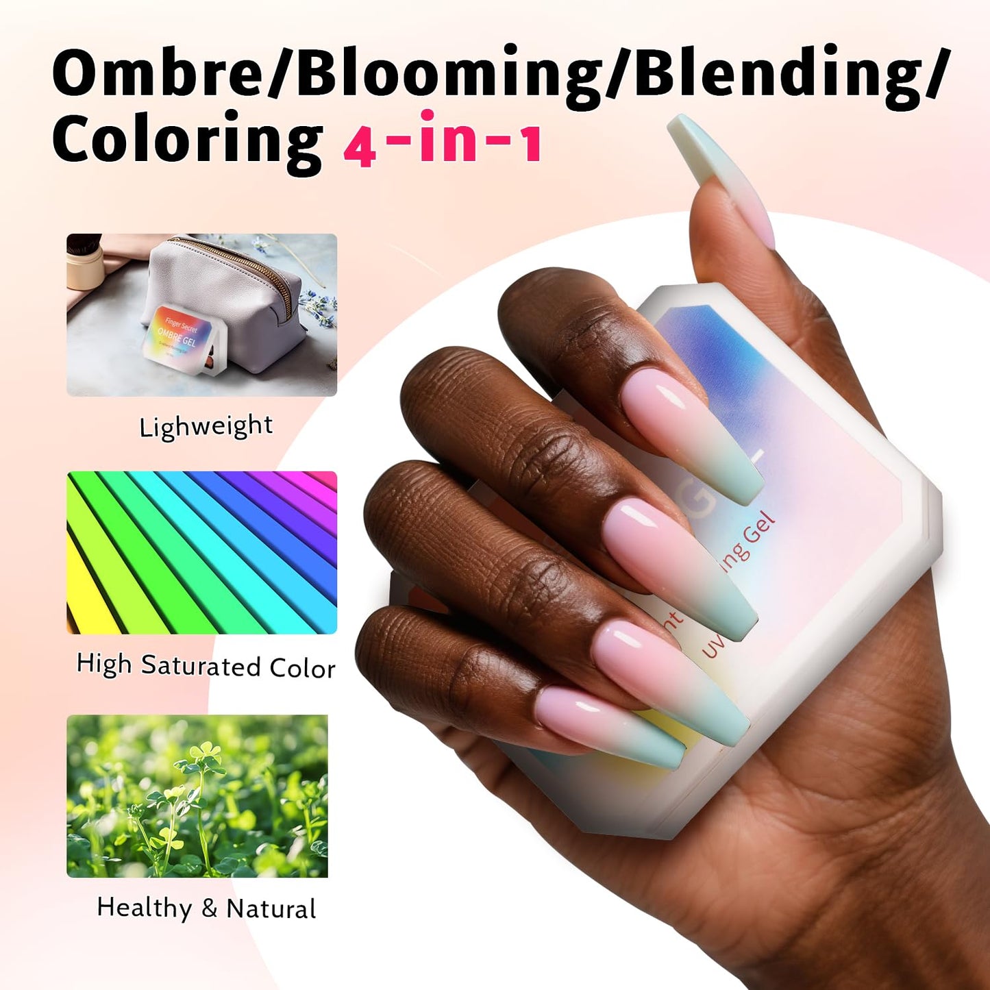 Sponge Pat Paint Nail Gel, Ombre Nails Gradient Gel Nail Blush Blooming Aura Nails Drawing Stripper Floral Painting DIY Nail Art, No Wipe, UV/LED Curing (16 Colors A)