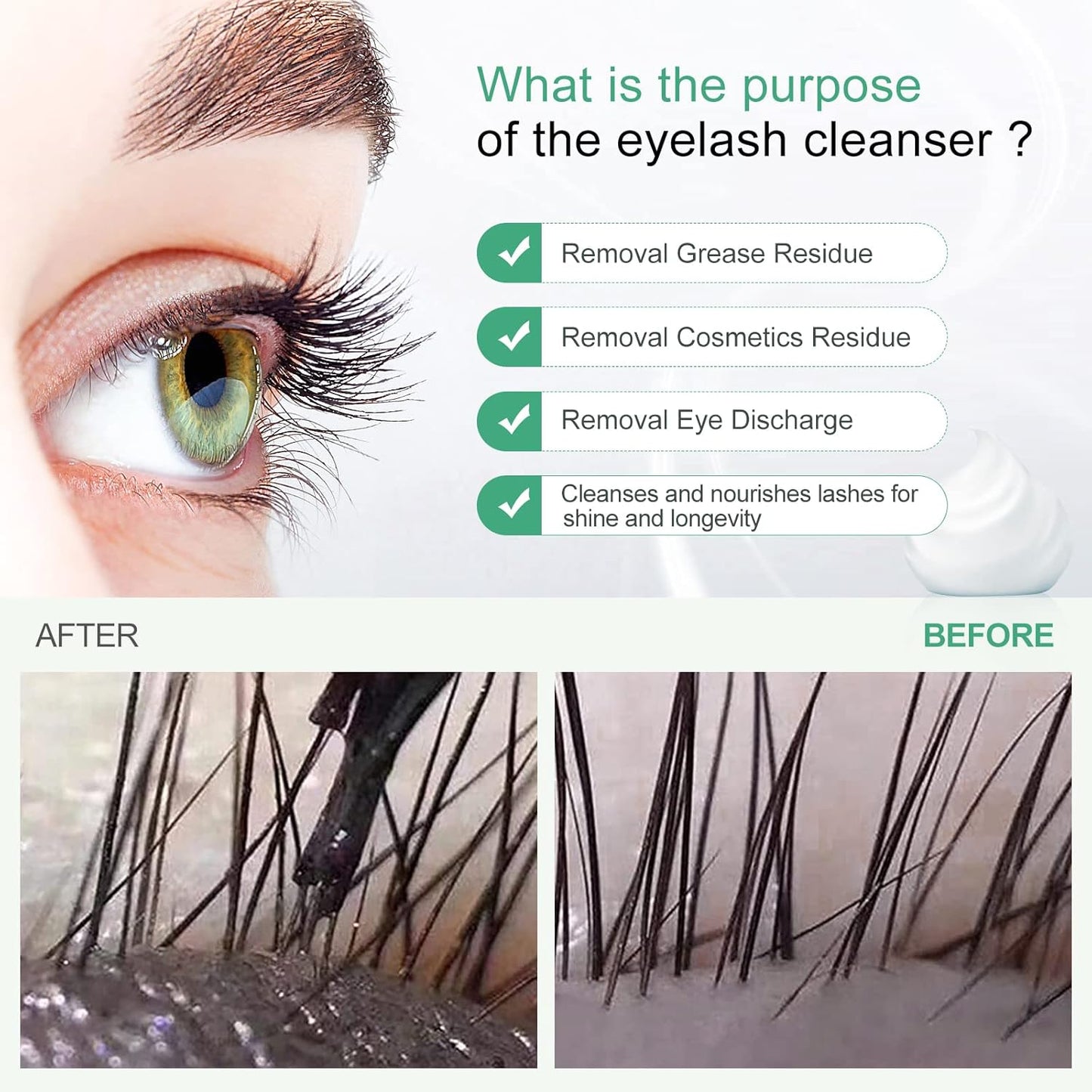 Eyelash Cleanser Concentrate 100ml Lash Extension Shampoo Oil-Free Eyelash Extension Shampoo with Salon Home Care -Makes 20 Bottles 60ml Lash Shampoo, Aloe