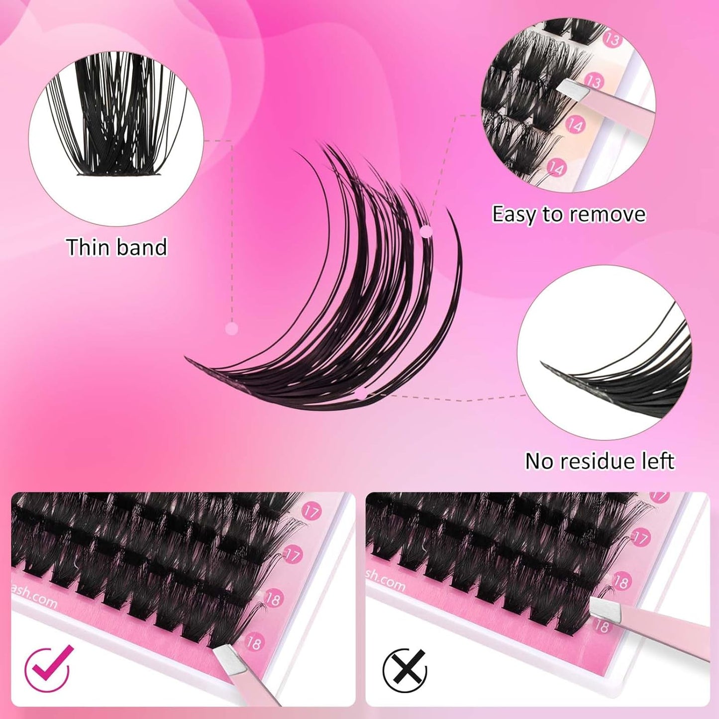 FADLASH Cluster Lashes D Curl Wispy Individual Lashes DIY Eyelash Extension Natural Look Reusable Fluffy Cluster Eyelash Extensions Self Application at Home （80D-0.07D-12-18MIX)