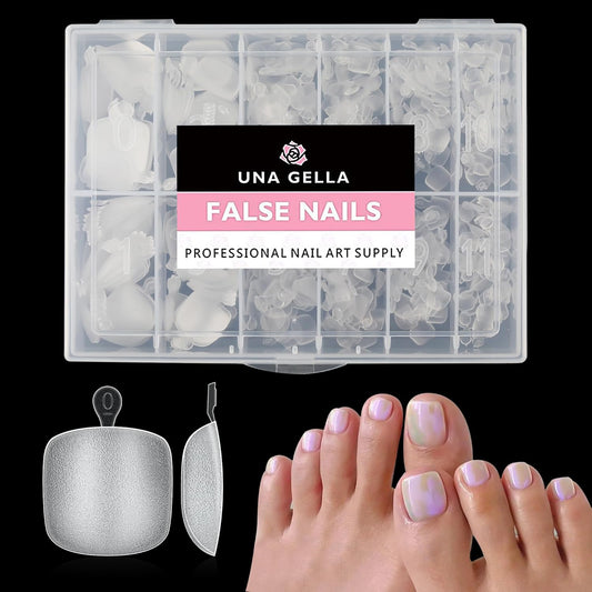 UNA GELLA Toe Nail Tips 504Pcs Short Square False Soft Gel Full Cover Fake Toe Nails Matte Toe Nails 12 Sizes Pre-shape Fake Toenails Gel Toe Nail Tips For Nail Extension Home DIY Nail Salon | alldaygood beauty