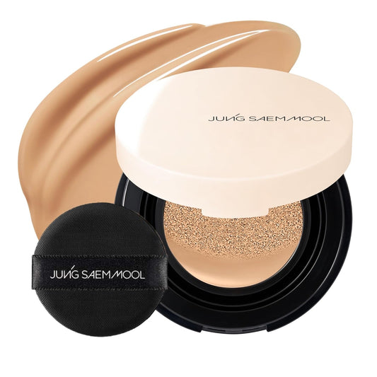 JUNG SAEM MOOL Essential Skin Nuder Cushion Mini 25W Latte 0.17 Fl Oz, Natural Radiant Finish Cushion Foundation with Buildable Coverage, Lightweight Texture, Korean Foundation Makeup | alldaygood beauty