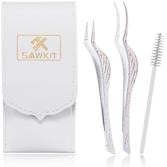 Eyelash Applicator Tool 3-pcs Lash Applicator Tool Set with Eyelash Extension Tweezers, Brush – Professional Eye Lash Applicator Tools for DIY Eyelash Extensions, Cluster Lashes