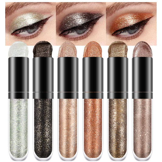 evpct 6 Colors Gold Liquid Glitter Shimmer Eyeshadow Set for Eyes Silver Shimmer Sparkle Shiny Light Glitter Metallic Pigment Colorful Eye Shadow Liner Makeup Palette Kit Quick Drying Longwearing A | alldaygood beauty