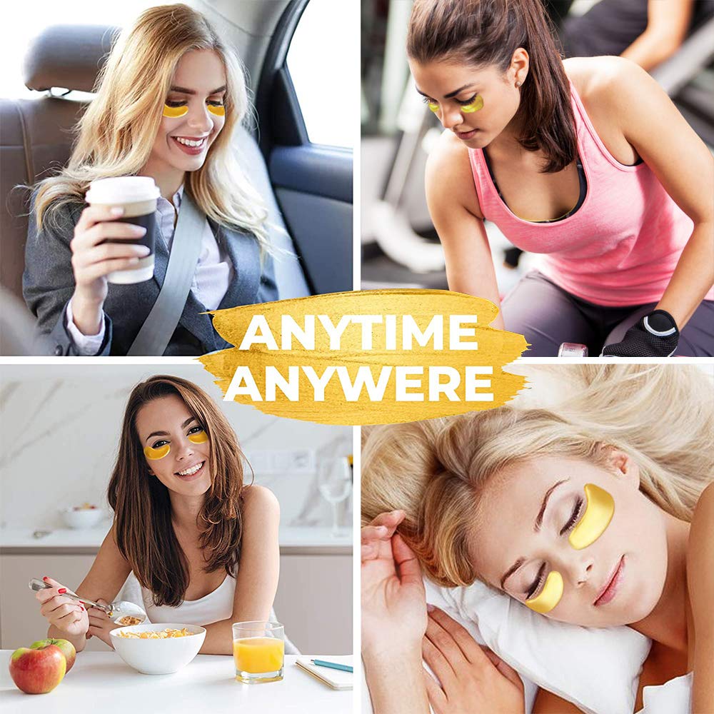 Vandarllin24K Gold Powder Gel Collagen Eye Masks Sheet Patch, Remove Bags,Dark Circles &Puffiness,Reduce Wrinkle,Moisturising,Hydrating for Blackheads (120Pairs)