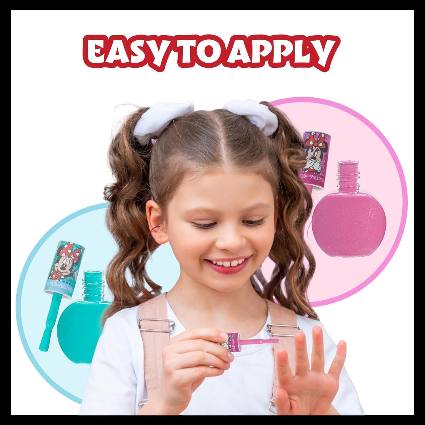 Townley Girl Disney Minnie Mouse 18 Piece Water-Based Nail Polish Set, Quick Dry and Peels-Off, Nail Paint Set for Girls, Perfect for Parties, Sleepovers and Makeovers, Ages 3