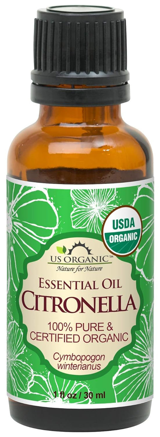 US Organic Citronella Essential Oil, USDA Certified, 100% Pure, 30 ml, Improved caps and droppers – Used for Skin Care, DIY Projects Like Candle Making and Much More | alldaygood beauty