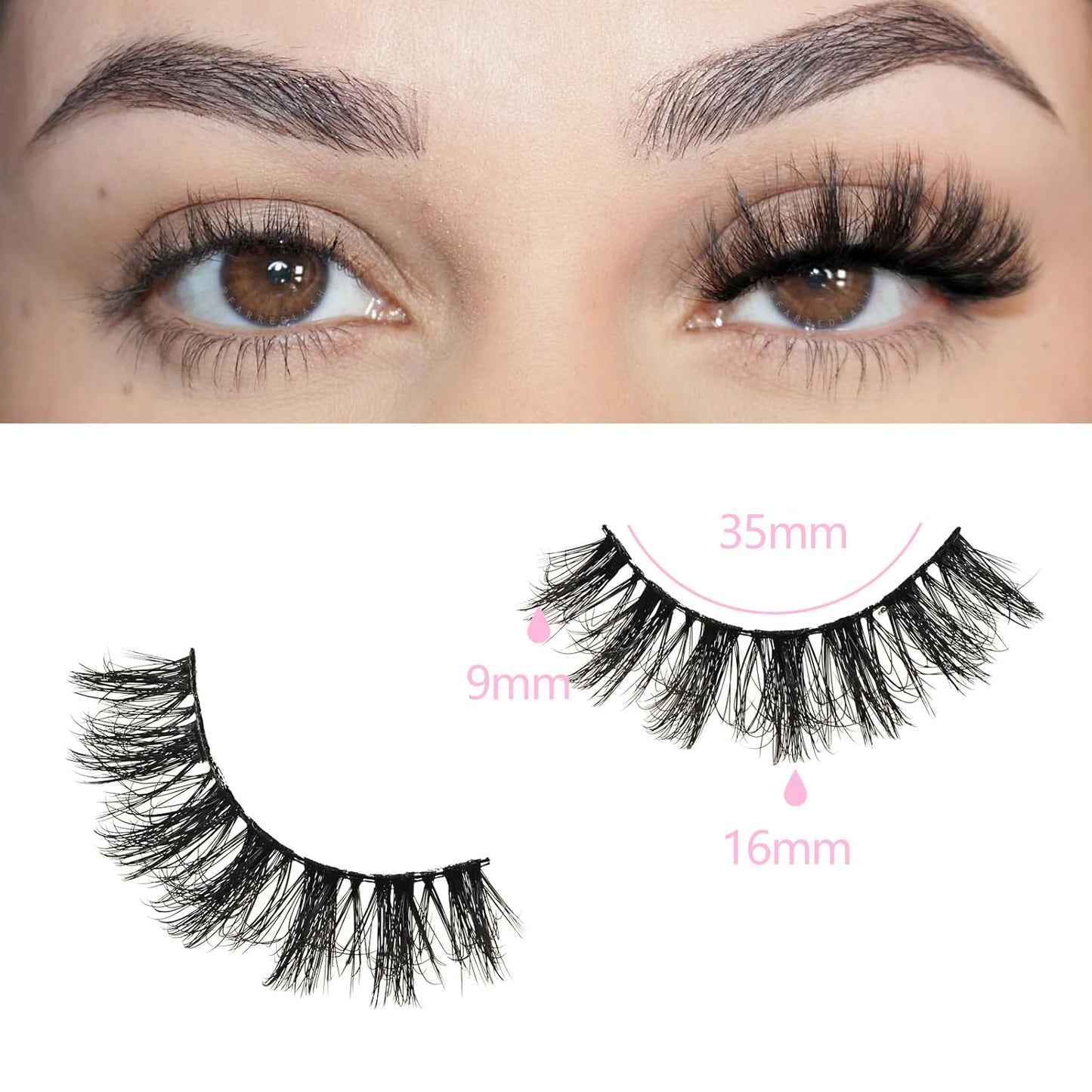 FARRED Fluffy Lashes Natural Eyelashes Short Wispy Eye Lash Strips 14 Pairs Separated Volume Eyelash Pack 16mm Dramatic Wispies Fake Strip Lashes Clusters Cat Eye Pestañas Spiky Look (F24 | 9-16mm)