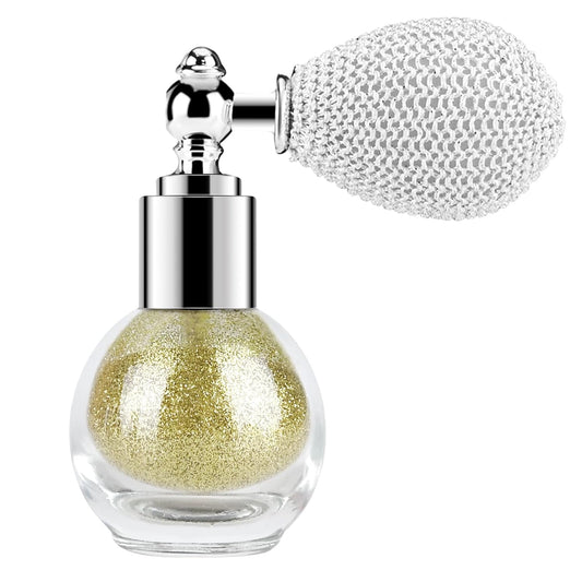 KYDA Highlighter Powder Spray, High Glossy Shimmer Sparkling Powder for Face and Body Glitter Makeup, Body Glitter Spray, Pale Golden | alldaygood beauty