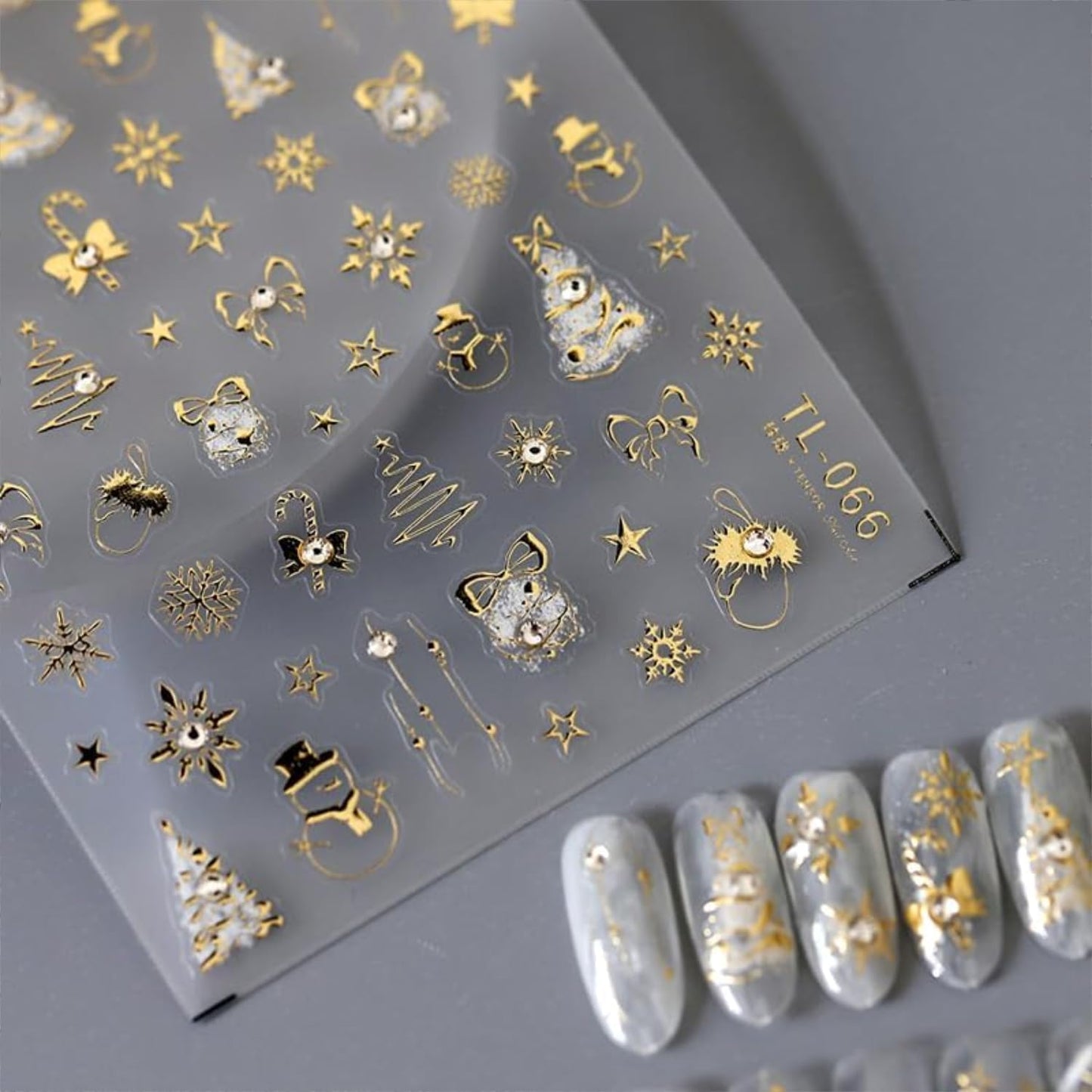 Christmas Nail Stickers 5D Embossed Gold Christmas Nail Decals Holiday Nail Art Stickers with Snowman Xmas Tree Star Snowflake Nail Design Christmas Nails Supplies for Women Girls