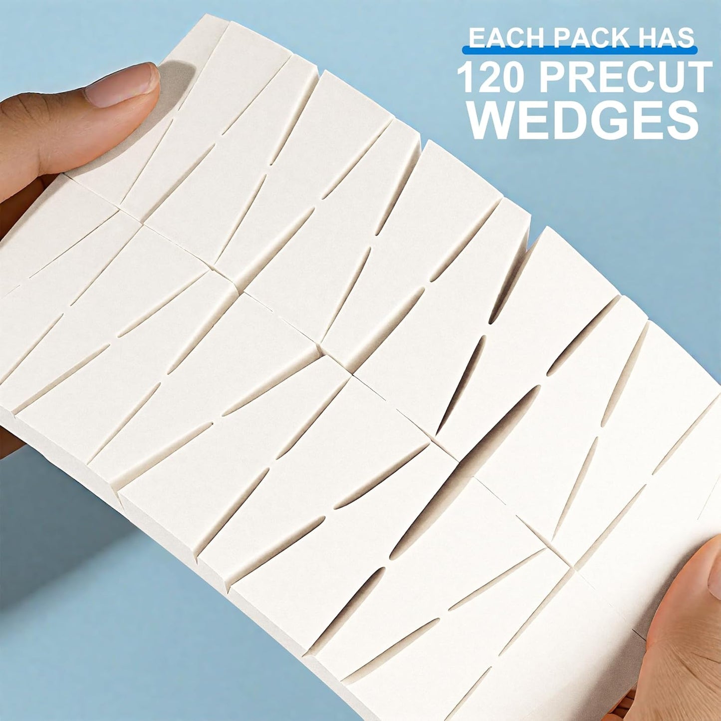 120 Count Makeup Sponges Triangle Cosmetic Wedges for Foundation Blending, Nail Art, Crafts, Painting (White)