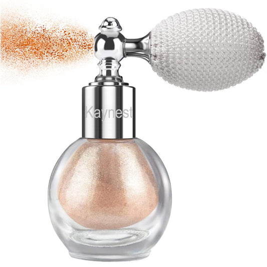 Champagne Highlighter Spray, Loose Shimmer Powder High Gloss Makeup Mist for Body, Face, Hair, Long Lasting Glitter Hairspray for Festive Party, Stage Shows, Nightclubs, Bar (2#) | alldaygood beauty