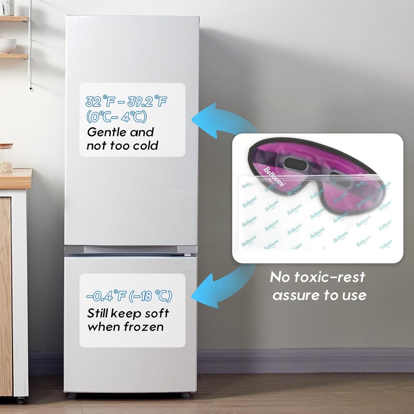 Cooling Eye Mask, Gel Eye Mask with Holes, Reusable Ice Mask, Cool Eye Ice Pack, Comfort Snug Fit, No Freeze, Cold Eye Compress for Home, Office, Relaxation, Morning Refreshment, Purple