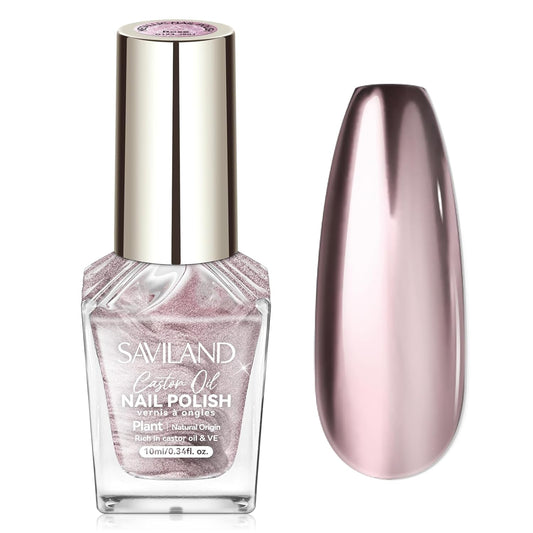 SAVILAND Metallic Nail Polish Rose Glod: Quick Dry Mirror Pink Nail Polish Regular Chrome Fingernail Polish Easy To Use & Remove No Curing Needed Bulk Nail Lacquer for Toes Nail Art DIY Home 0.34 oz | alldaygood beauty