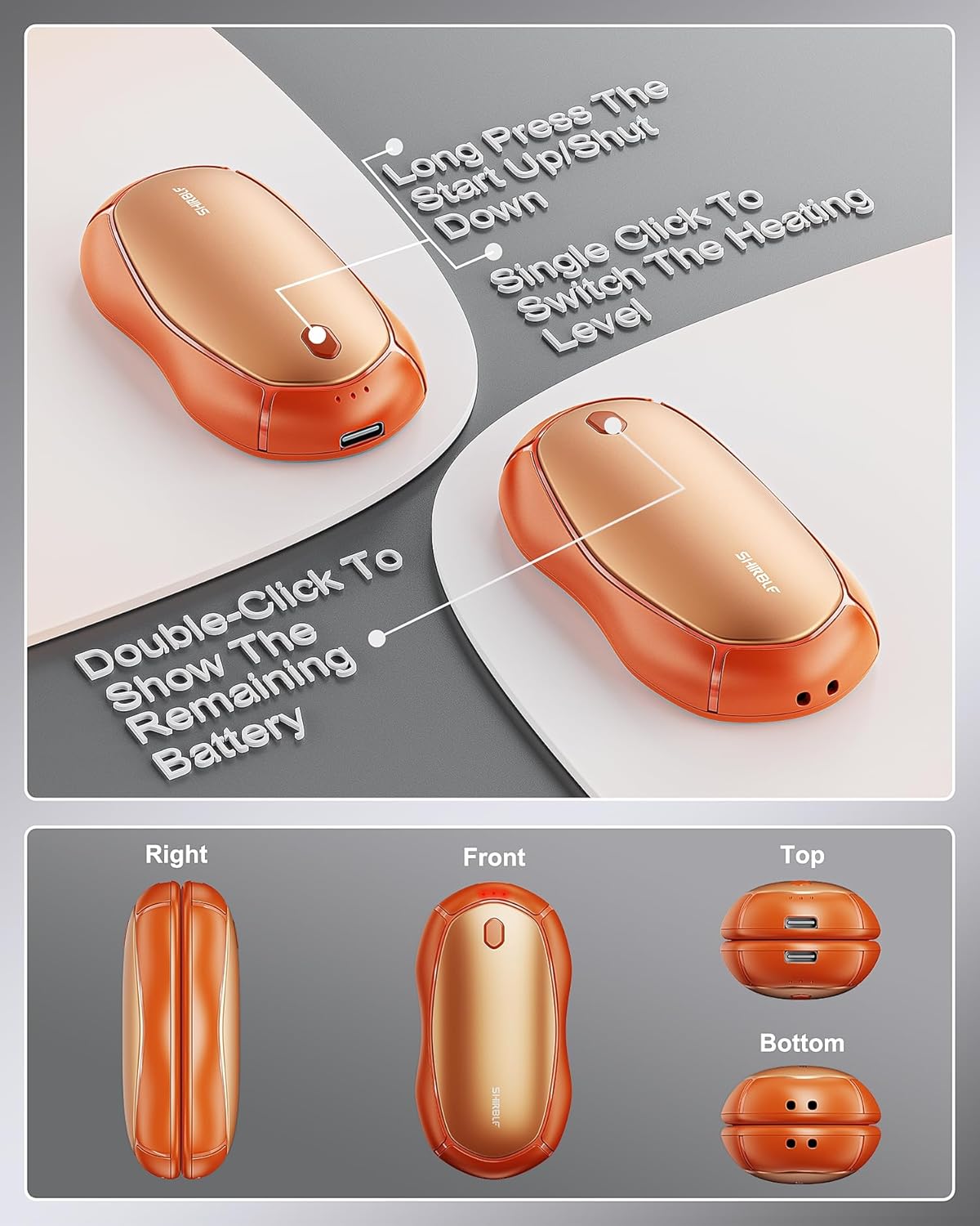 Hand Warmers Rechargeable, Electric Hand Warmers 2 Pack with Smart Chips Long Safe Heat, Portable Pocket Heater,Gifts for Christmas,Golf,Camping,Hunting, Stocking Stuffers