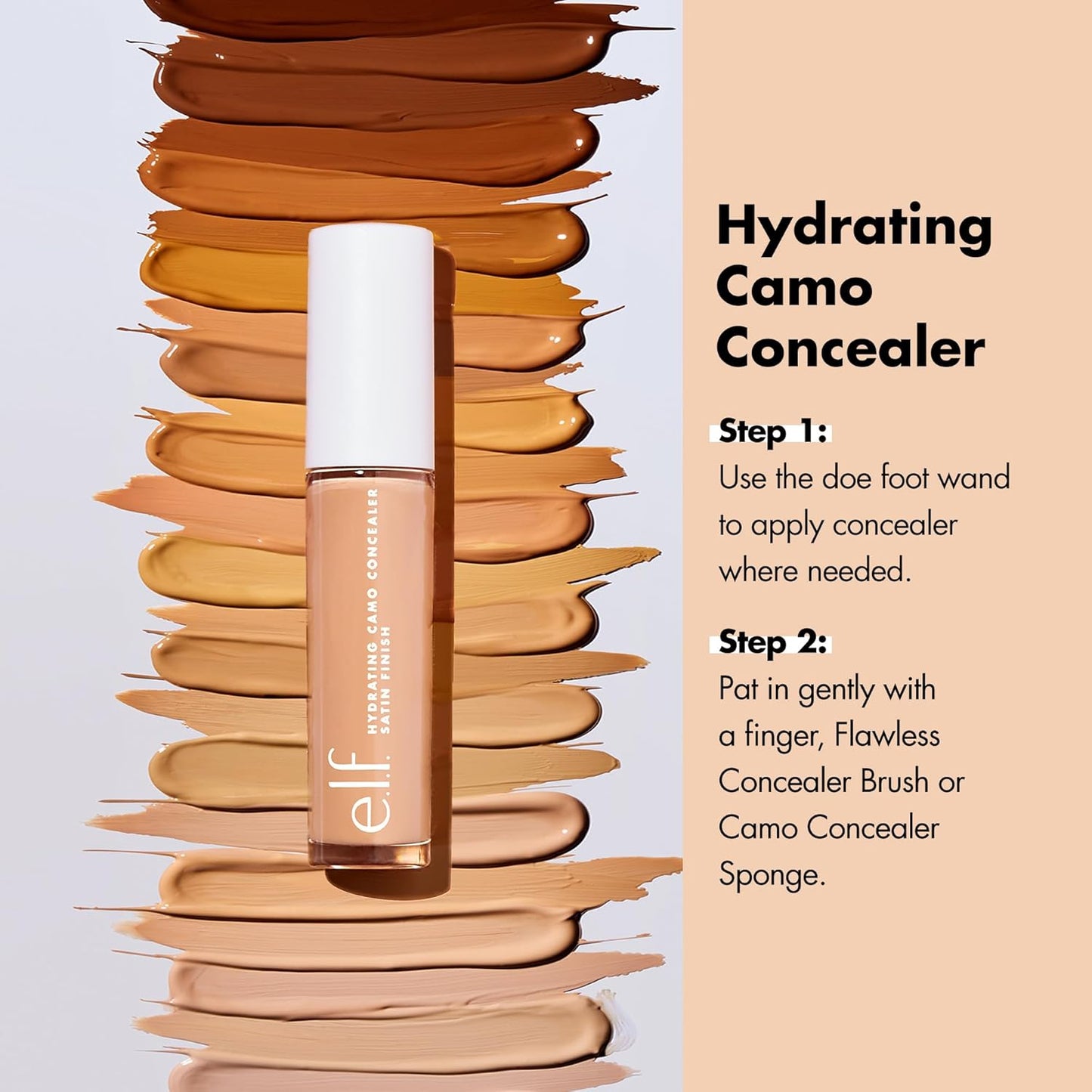 e.l.f. Hydrating Camo Concealer, Covers Blemishes & Under-Eye Circles, Full-Coverage & Delivers A Satin Finish, Vegan & Cruelty-Free, Light Ivory