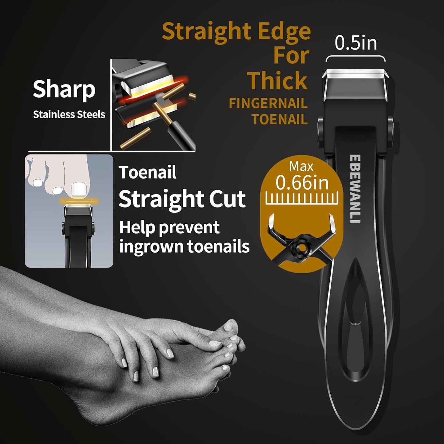 Podiatrist Toenail Clippers for Seniors Thick Toenails, Toe Nail Clippers for Thick Nails for Seniors, Straight Toe Nail Clippers for Men, Ingrown Toenail Clippers and Angled Nail Clipper Set