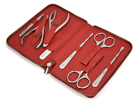 GERMANIKURE 8pc Manicure Set in Leather Case - FINOX Stainless steel tools handmade in Solingen Germany – Professional Nail and Cuticle Care | alldaygood beauty
