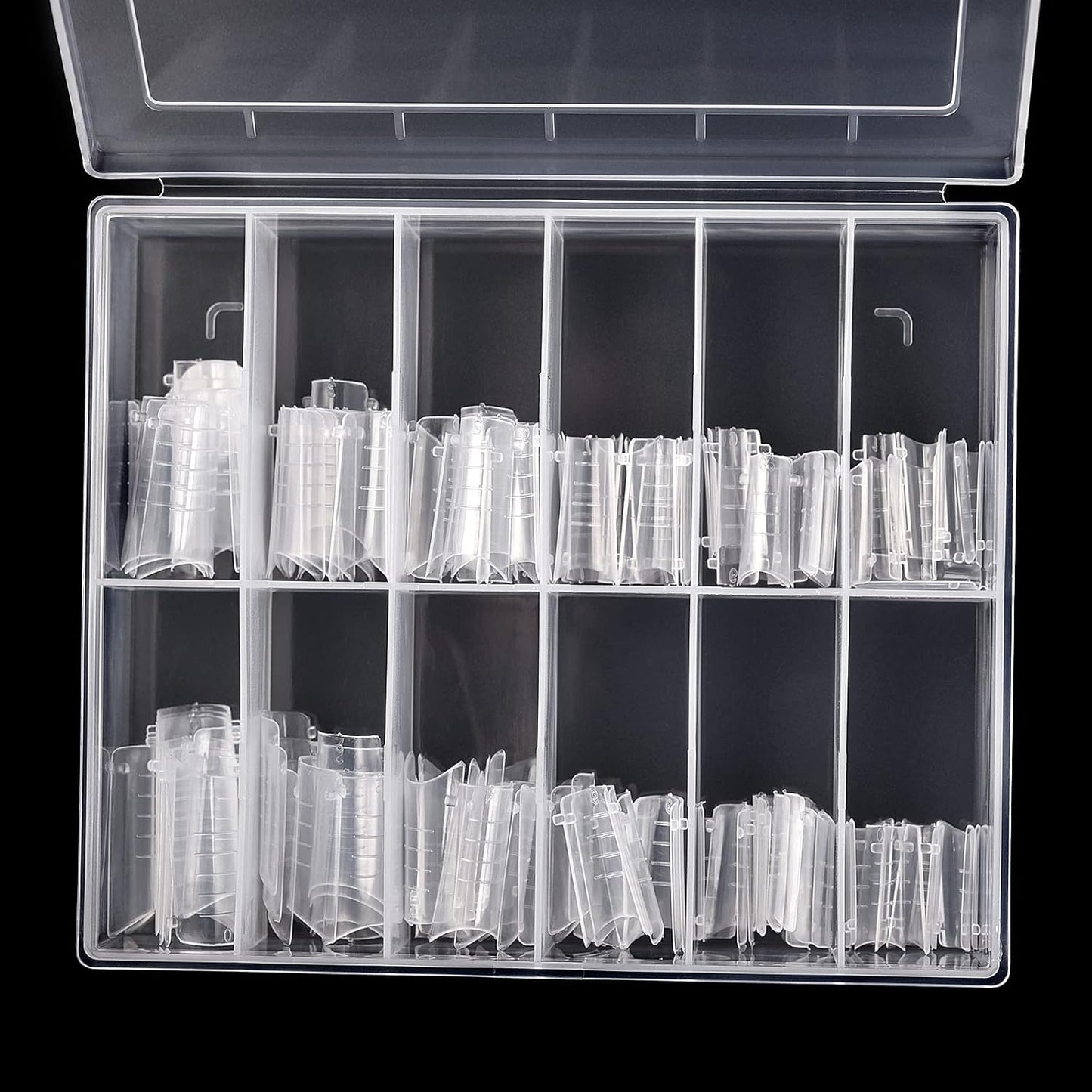 KADS 120PCS Clear Full Cover Dual Nail System Form UV Gel Acrylic Nail Art Mold Artificial Nail Tips with Scale for Extension (MODEL 7)