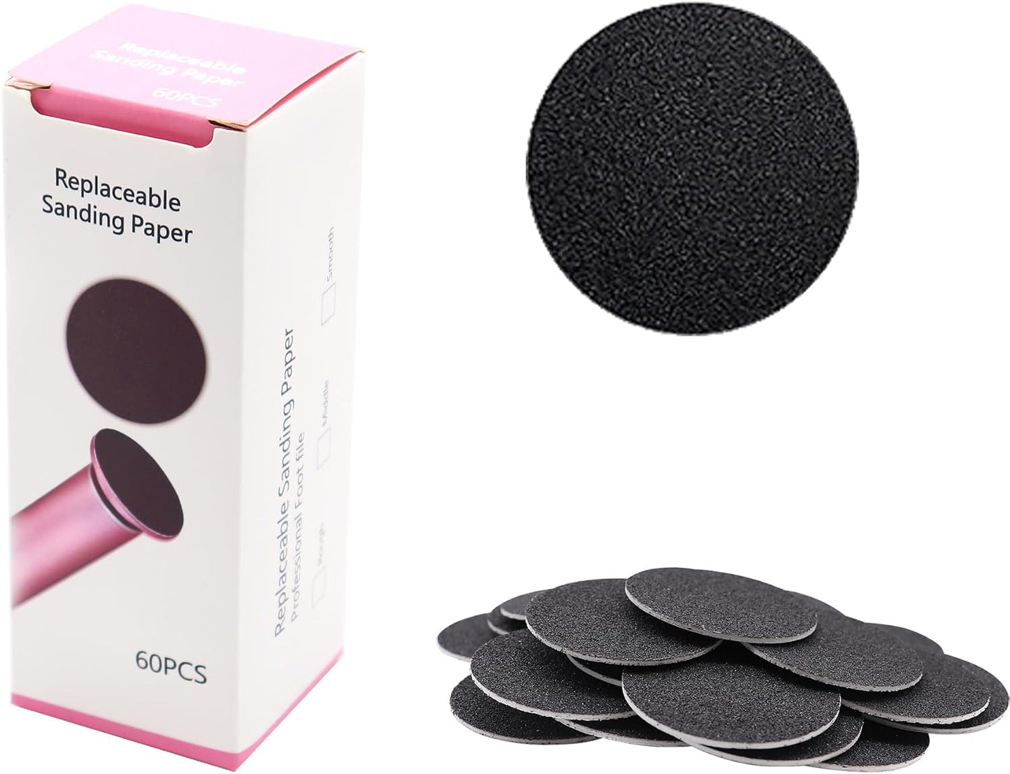 60 Pieces Replaceable Foot Sandpaper Discs for Electric Foot File Adjustable Speed Callus Remover Machine Feet Hard Dead Skin Removal(Super Smooth 180 Grit)