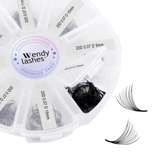 Premade Fans Eyelash Extension 500 Fans 20P Loose Volume Lashes D Curl Pre-made Fans 9-16mm