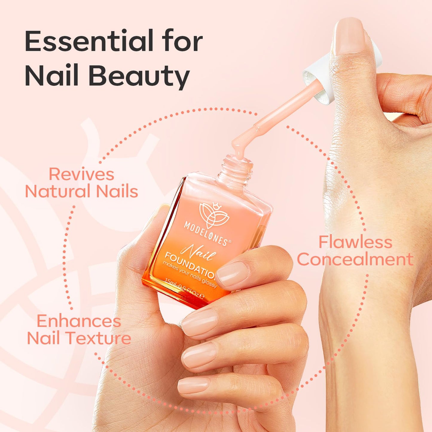 modelones Nail Strengthener Jelly Nude Nail Repair for Damaged Nails Strengthening Polish 15ml Nail Growth and Strengthener Natural Concealer Foundation Nail Care Gifts for Women
