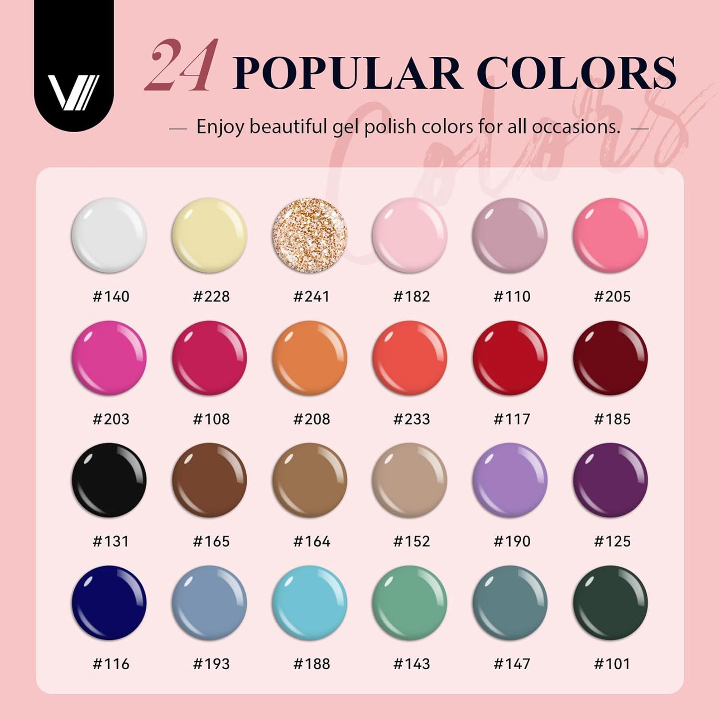 VANREESA 42 Pcs Gel Nail Polish Kit with U V Light 24 Colors Gel Polish Nail Kit Base Coat Glossy & Matte Top Coat Complete Nail Kit with Manicure Tools Gifts for Women Girls