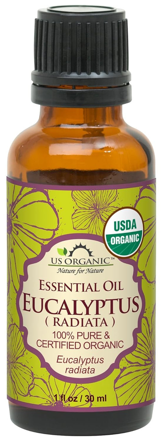 US Organic 100% Pure Eucalyptus Essential Oil (Radiata) - USDA Certified Organic, Steam Distilled - W/Euro droppers (More Size Variations Available) (30 ml / 1 fl oz) | alldaygood beauty