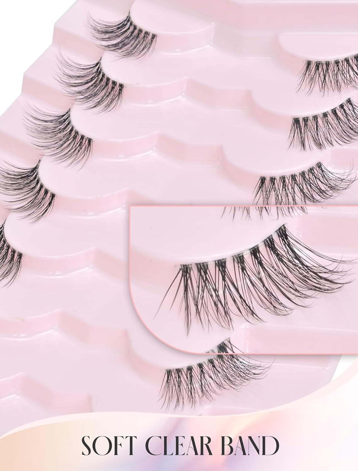 Half Lashes Natural Lashes Wispy Lashes Corner Lashes 3/4 False Eyelashes Natural Half Eyelashes Clear Band Lashes W05