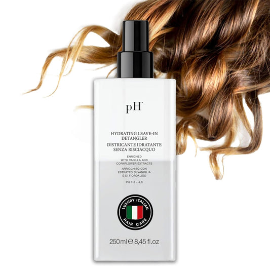 pH PURE HAIR Leave-In Detangler Spray – Curly Hair Detangler with Vanilla & Iris – Lightweight Curl Conditioner & Moisturizer for Shine, Frizz Control & Softness – Italian Luxury Hair Care - 8.45 Oz | alldaygood beauty