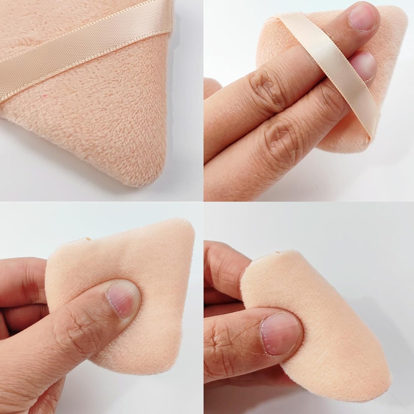 GXXMEI 30PCS Triangle Powder Puff, Setting Powder Puff for Make Up, Face Puff Pads for Loose Powder and Press Powder, Makeup Sponge Powder Applicator for Face and Eye (White, Black, Nude)