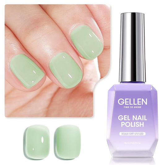Gellen Gel Nail Polish 18Ml Jelly Mint Green Spring Translucent Pastel Sheer Soak Off UV for Nail Art at Home 0.61 Fl Oz | alldaygood beauty