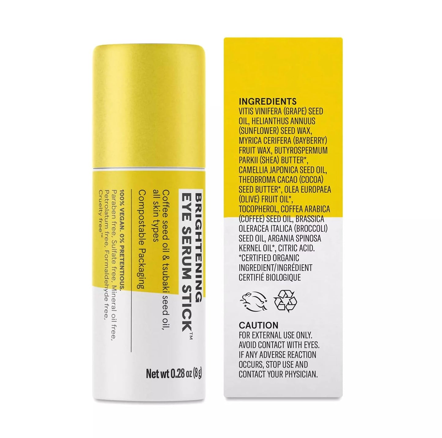 Acure Brightening Eye Serum Stick, Eye Serum, Coffee Seed Oil & Tsubaki Seed Oil, For All Skin Types, 0.28 oz