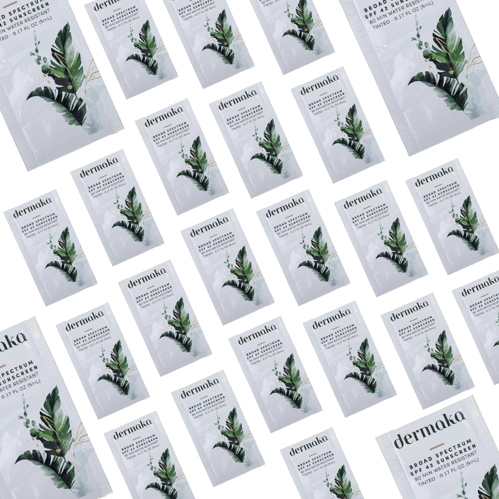 Mineral Tinted Sunscreen SPF 42 for Face – 5ml 25 Packets with Zinc Oxide & Titanium Dioxide – Water Resistant 80 Min – Moisturizes & Soothes – Beach Must Haves, Travel Essentials, Party Favor