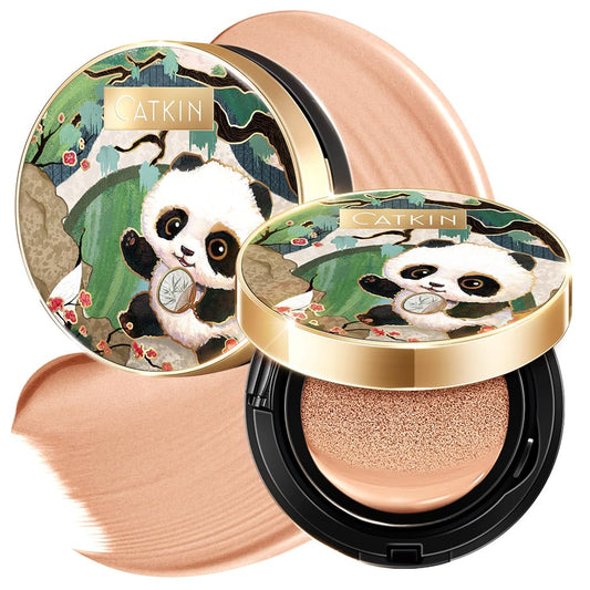 CATKIN Panda Land Full Coverage Cushion Fondation, Breathable Hydrating Nourishing Poreless Face Makeup Save for Sensitive Skin,Sheer Finish (C04 Buff) | alldaygood beauty