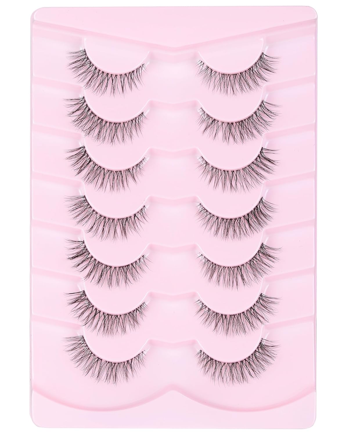 Natural Cat Eye Lashes Natural Eyelashes Wispy Mink Lashes Short Fake Lashes Clear Band Eye Lashes Pack 7 Pairs Small Demi Wispies Eyelashes