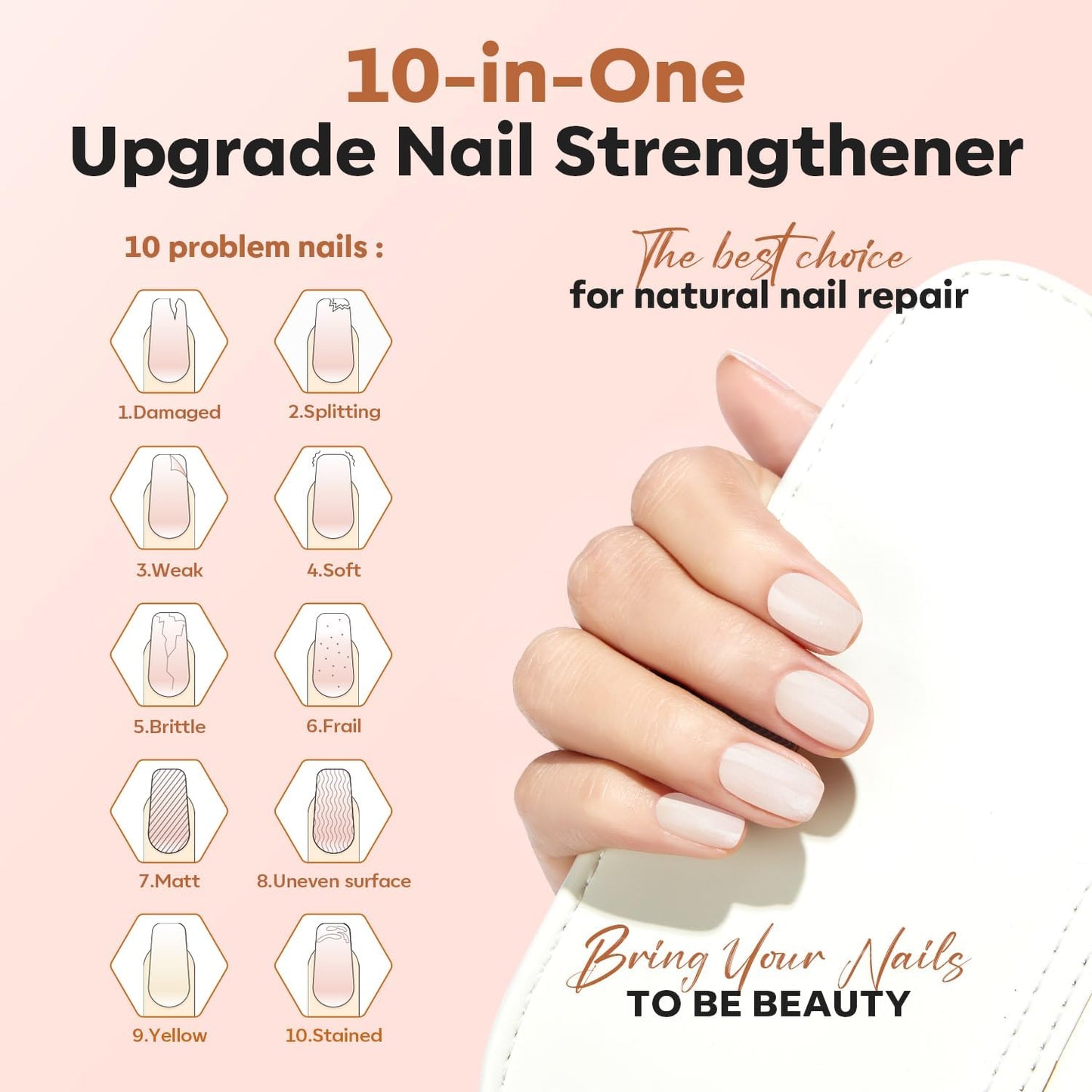 modelones Nail Strengthener Clear Gel Top Coat Nail Polish Cuticle Oil Pen Milky White Nail Repair for Damaged Nails Care Kit for Women 15 ml Ridge Filler for Growth