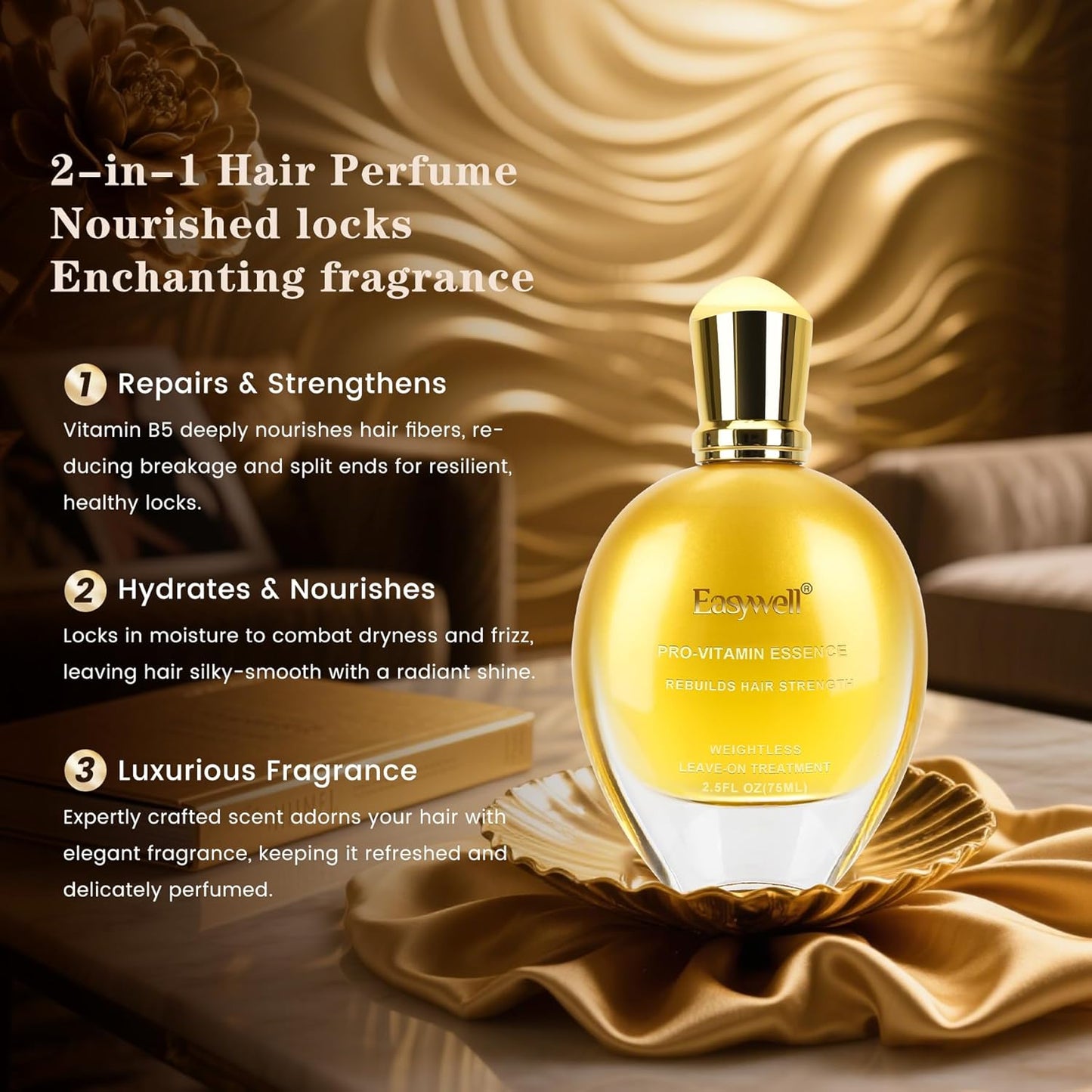 Leave In Conditioner Spray, Hair Perfume for Women, Hair Spray Women with Vitamin B5, Moisturizing & Nourishing Damaged Hair, Daily Hair Repair Mist, Floral, 2.5 Fl Oz