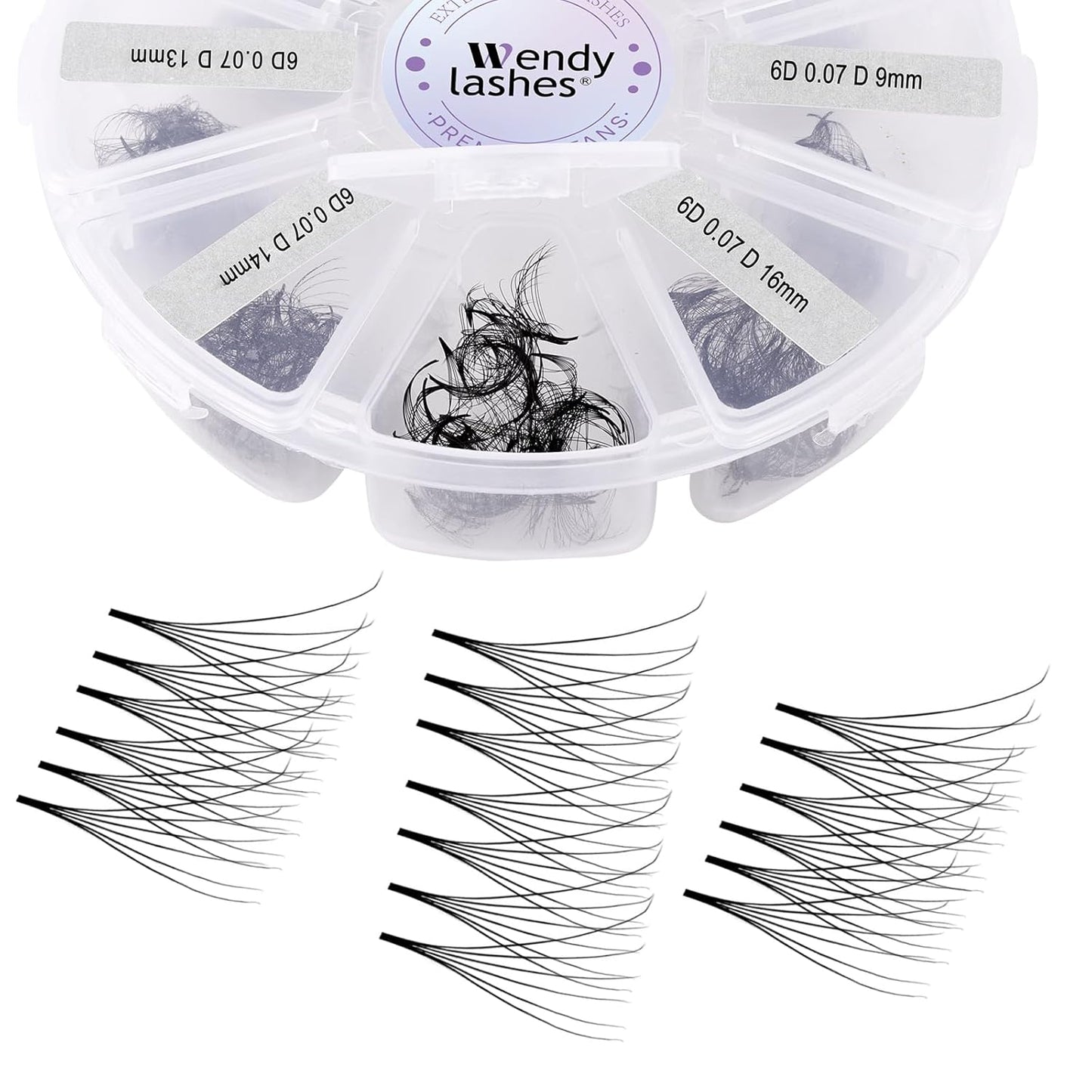 Premade Fans for Lash Extension: 6P, Wendy, Handmade Fans, Pre-made, For Lash-Artists, D, 9-16mm