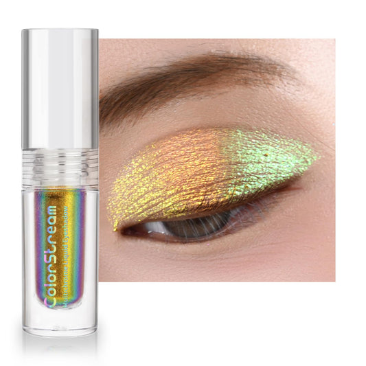 CHARMACY Multichrome Liquid Metallic Eyeshadow, Chameleon Shifting Color, Holographic Glitter Eyeshadow, Long Lasting Wear, Vegan Eye Topper for Party, Daily Makeup #02 | alldaygood beauty