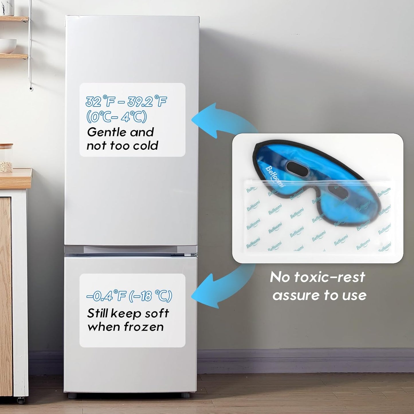 Cooling Eye Mask, Gel Eye Mask with Holes, Reusable Ice Mask, Cool Eye Ice Pack, Comfort Snug Fit, No Freeze, Cold Eye Compress for Home, Office, Relaxation, Morning Refreshment, Blue