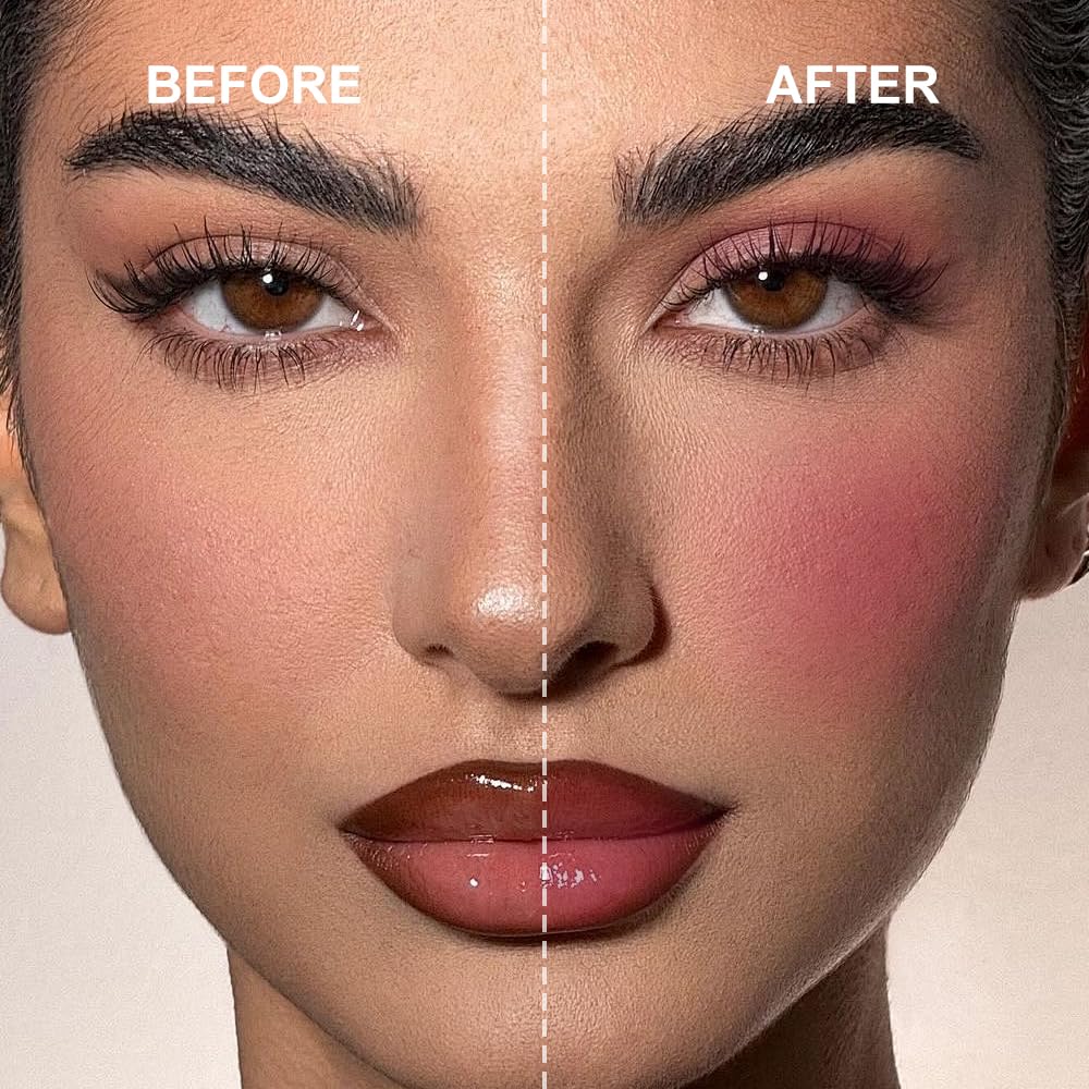 Multi-Use Makeup Cream Blush Stick, Unidollss 3-in-1 Buildable Powder Blush Stick for Cheeks, Eyes, and Lips, Hydrating formula, All day wear, Easy Application with Thumb Puff Included (04 FLIRT)