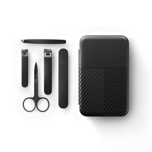 MANSCAPED® Shears 3.0, 5-Piece Precision Men’s Nail Grooming Travel Kit, Stainless Steel Manicure Set with Fingernail & Toenail Clippers, Nail File, Slant Tip Tweezers, Cuticle Scissors, Travel Case | alldaygood beauty