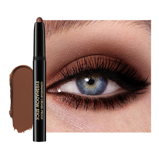 Eyeshadow Stick, Shimmer and Matte Cream Eye Shadow Brightener Sticks Eyeliner Pencil Crayon, Waterproof Long Lasting Eye Highlighter Stick Makeup,0.056 Oz(#2-Pecan) | alldaygood beauty