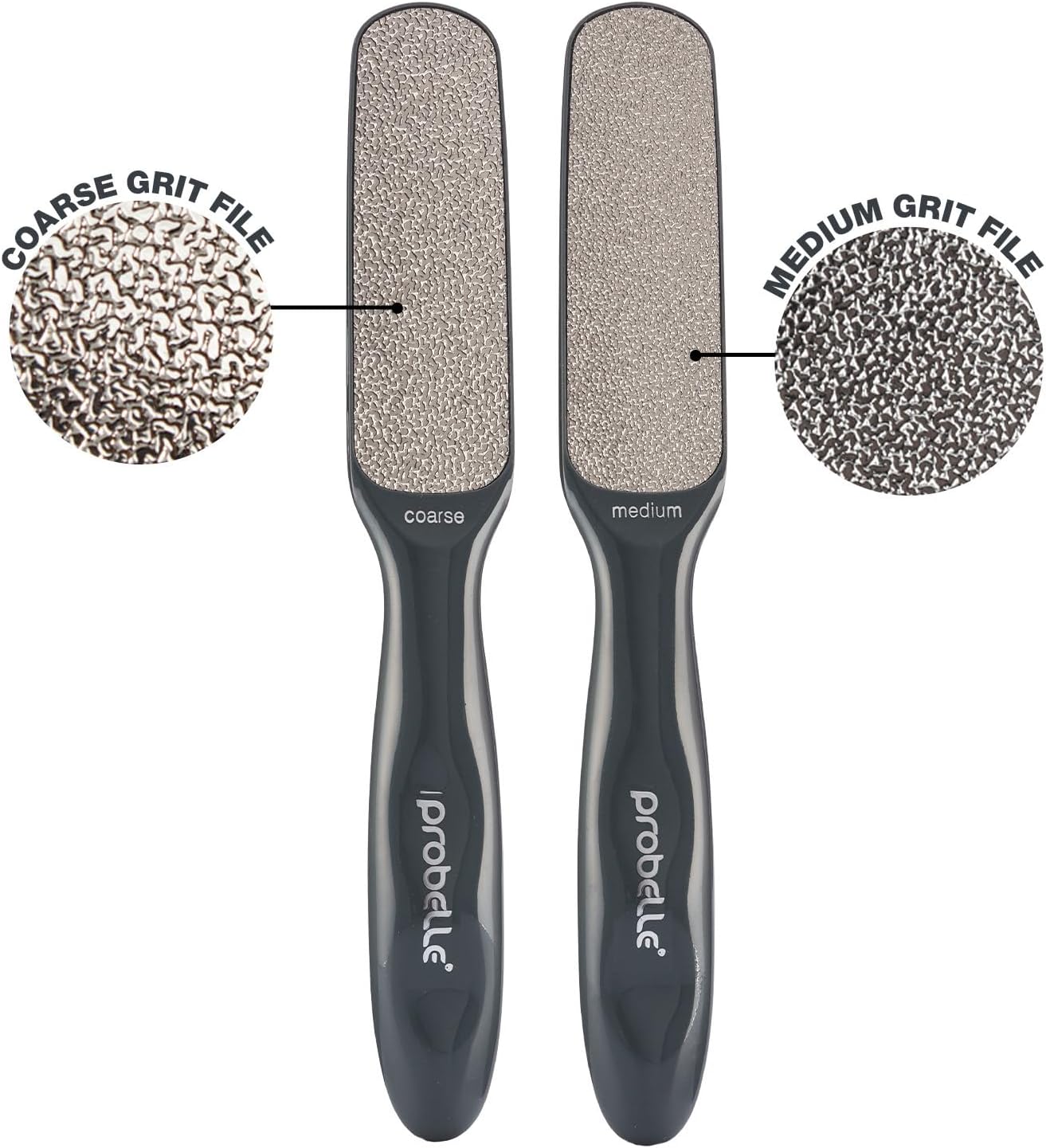 Probelle Double Sided Multidirectional Nickel Foot File Callus Remover - Immediately Reduces calluses and Corns to Powder for Instant Results, Safe Tool (Dark Grey)
